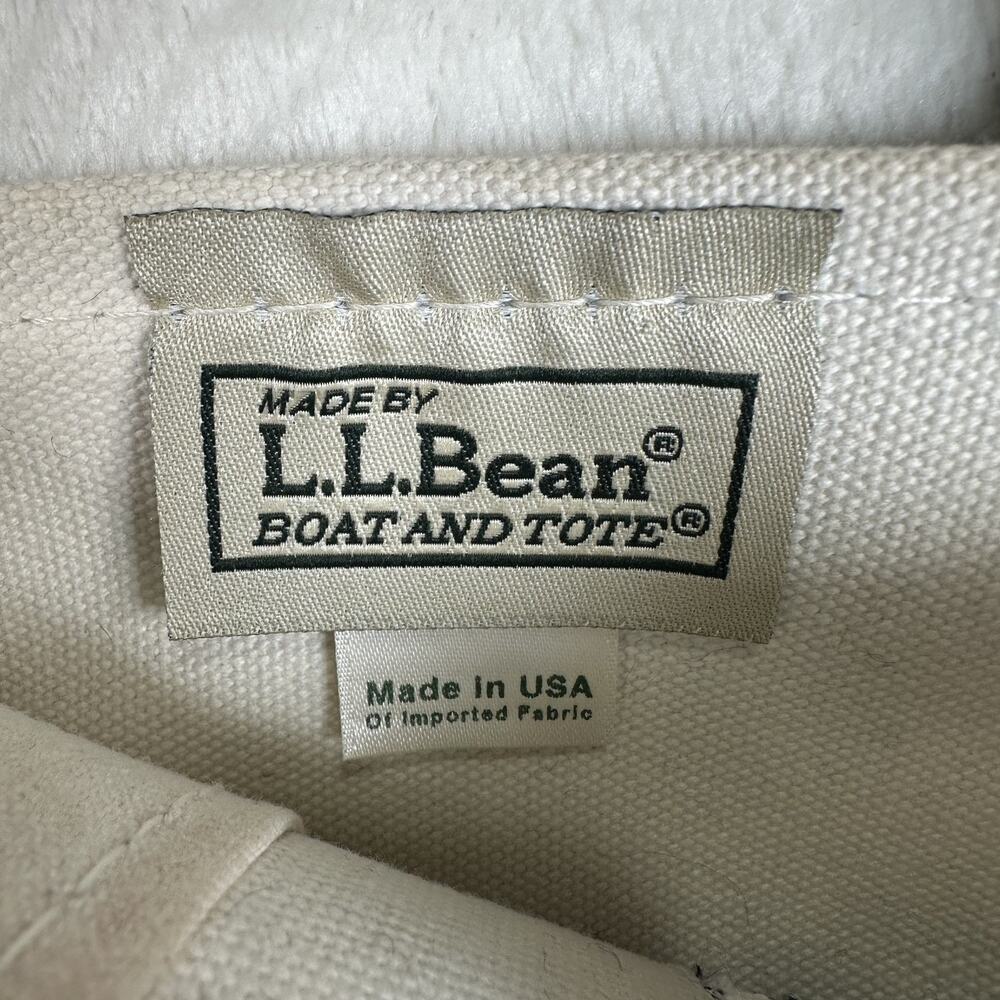 LL Bean Boat & Tote Blue with White Snowflake Canvas Double Handle Mini Tote Bag - Picture 5 of 13